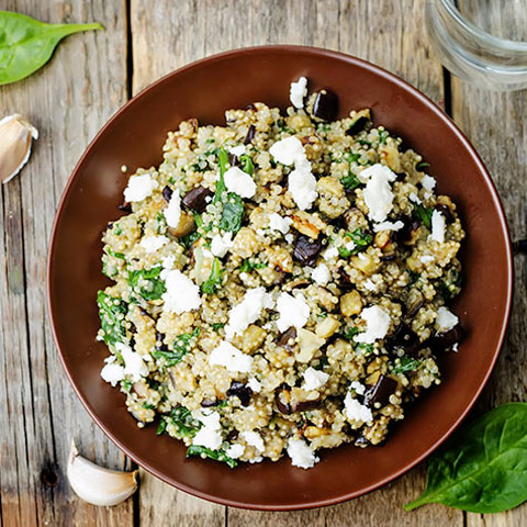 Insalata di Quinoa con feta e melanzane