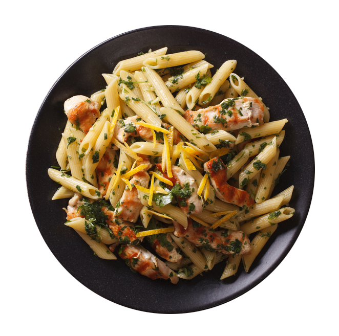 Pasta unica con pesto e straccetti di pollo