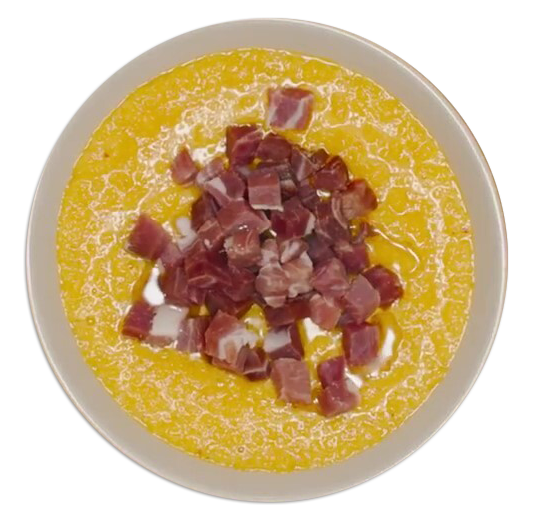 Crema di melone e tartare di prosciutto crudo